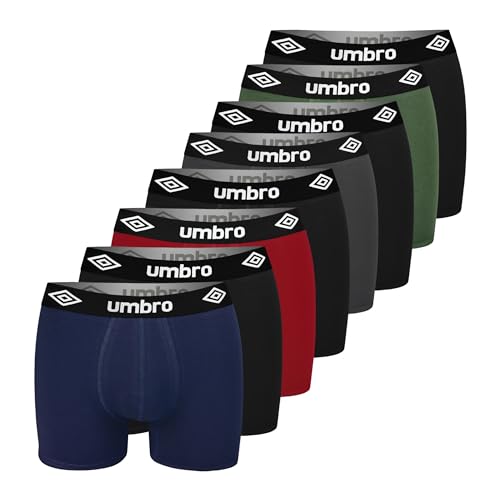 UMBRO Boxershorts Herren 8er Pack XXL Baumwoll Passform Atmungsaktiv Unterwäsche Unterhosen Männer Men Retroshorts von UMBRO