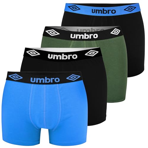 Umbro Boxershorts Herren Rot Schwarz Grün Baumwoll Passform Atmungsaktiv Unterwäsche Unterhosen Männer Men Retroshorts, 6er Pack, Große L von Umbro