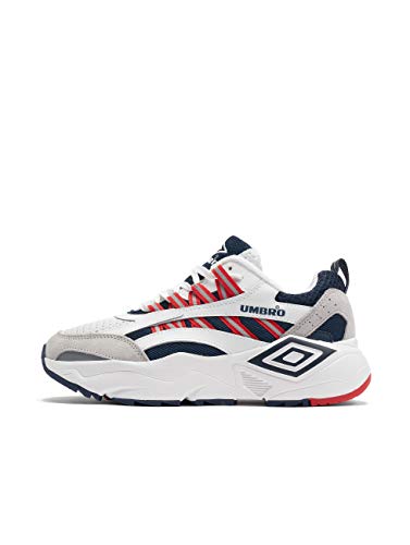 UMBRO Herren Neptune Fitnessschuhe, Weiß (White/Dark Navy/Vermillion D62), 42.5 EU von UMBRO