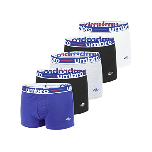 Unterhosen Männer Ultraweich, Boxershorts Herren, Perfekter Halt (5er Pack), Schwarz/Blau/Grau/Weiß, L von UMBRO