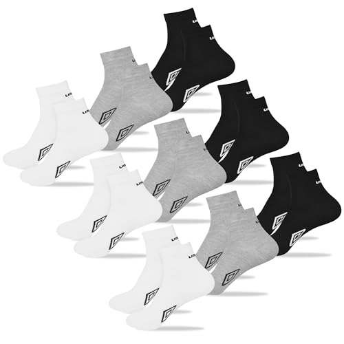 Umbro Quarter Socken Damen & Herren – 6er oder 9er Pack – Sportsocken aus Baumwolle, Atmungsaktiv & Bequem – Laufsocken Schwarz, Weiß, Grau – Größen 39-42, 43-46 von Umbro