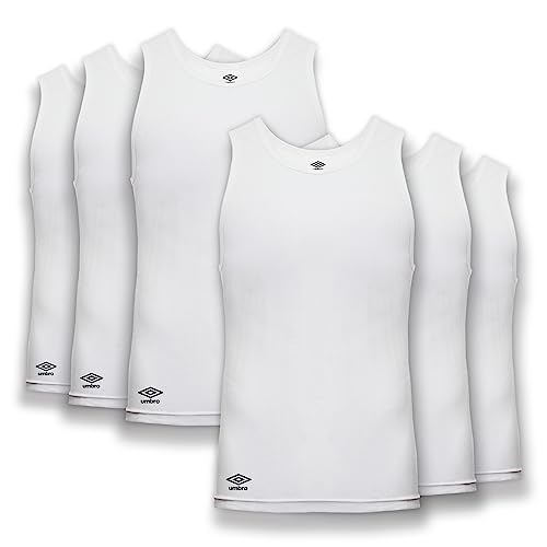 Umbro 6-Pack Men's Essential Tank Tops, Undershirts Breathable, Tagless, Cotton Mens T Shirt T Shirts for Men Pack (Large, White) von UMBRO