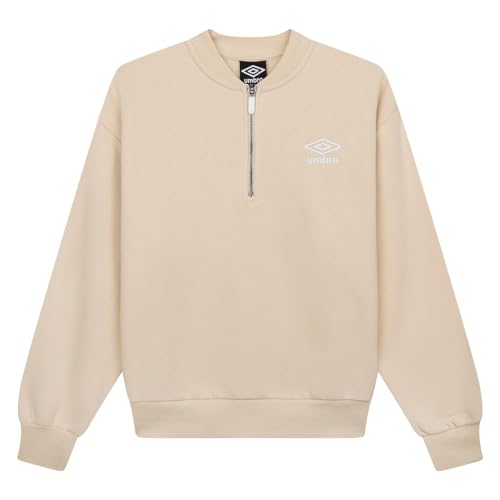 Umbro Damen Core Sweatshirt mit halbem Reißverschluss Pullover, Biscotti/Weiß, M von Umbro