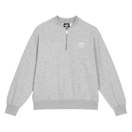 Umbro Damen Core Sweatshirt mit halbem Reißverschluss Pullover, Grau meliert/Weiß, S von UMBRO