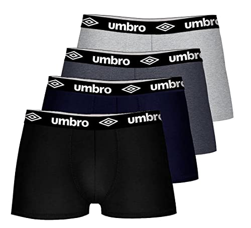 Umbro Herren (4er-Pack) taillierte Boxershorts | Herren Boxershorts Multipack mit elastischem Bund | Baumwollreiche, bequeme atmungsaktive Herrenunterwäsche, dunkel, M von UMBRO