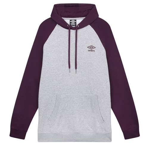 Umbro Herren Core Raglan Kapuzen-Sweatshirt, Grey Marl/Potent Purple, XL von UMBRO