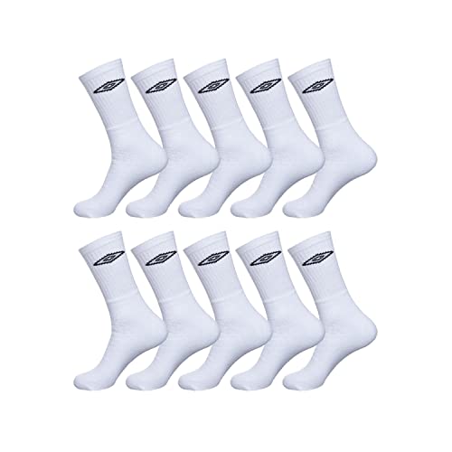 Socken Herren Bequem, Sportsocken Herren, Anti-Reizung, Perfekter Halt (10er Pack), Weiss, 39/42 von UMBRO