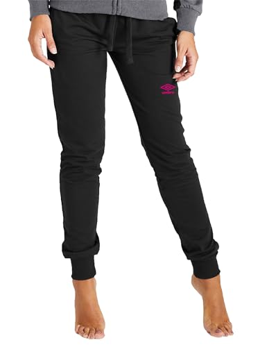 Umbro - Jogginghose aus warmer Baumwolle für Damen, sportlich, ideal für Zuhause, Fitnessstudio, Laufen, Sport, Joggen und Freizeit, Schwarz , L von UMBRO