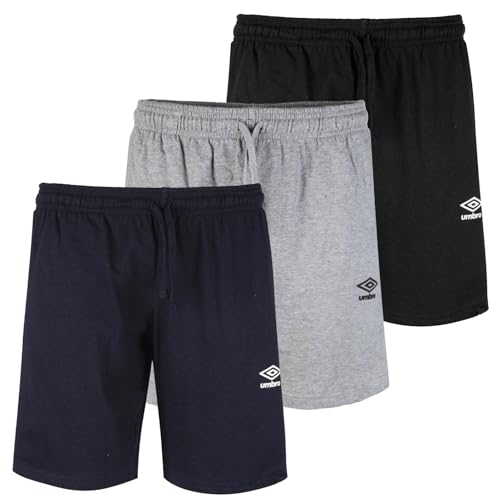 Umbro - Kurze Sportshorts für Herren, aus Baumwolle, ideal für Boxen, Fußball, Laufen, Tennis und Fitnessstudio, Freizeit und Sport, Shorts aus Baumwolle, leicht, Schwarz , L von UMBRO