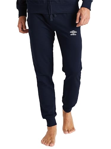 Umbro - Lange Jogginghose, leichte Baumwoll-Jogginghosen für Herren, leichte Sporthose, ideal für Zuhause, Fitnessstudio, Laufen, Sport, Joggen und Freizeit, Marineblau, L von UMBRO