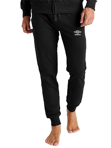 Umbro - Lange Jogginghose, leichte Baumwoll-Jogginghosen für Herren, leichte Sporthose, ideal für Zuhause, Fitnessstudio, Laufen, Sport, Joggen und Freizeit, Schwarz , M von UMBRO