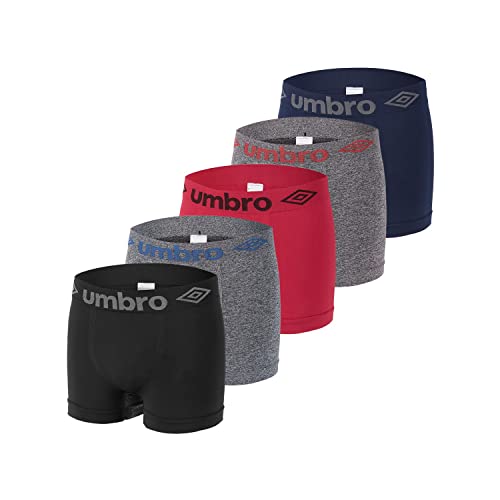 Unterhosen Männer Knitterfrei, Boxershorts Herren, Perfekte Passform (5er Pack), Grau/Blau/Rot/Schwarz, L/XL von UMBRO