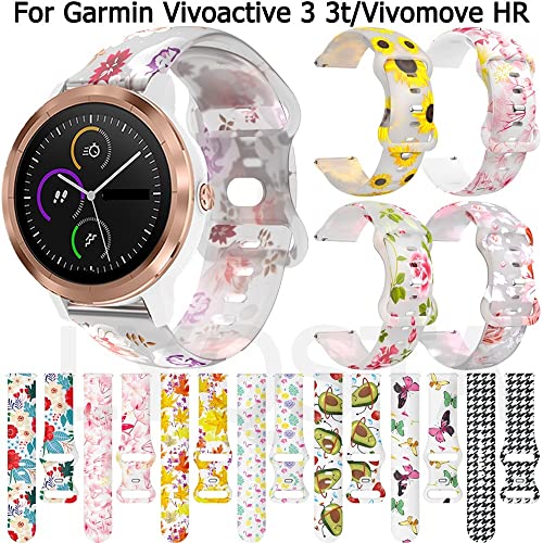 UMCNVV 20 mm bedrucktes Uhrenarmband für Garmin Vivoactive 3 3t HR Venu SQ Smartwatch, Silikonbänder Forerunner 245 645 Music Armband, For Forerunner 158 55, Achat von UMCNVV