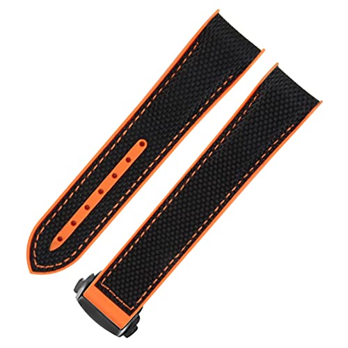 UMCNVV Gummi-Uhrenarmband für Omega Seamaster, Faltschließe, luxuriöses Nylon-Silikonarmband, Zubehörteile, 20 mm, Achat von UMCNVV