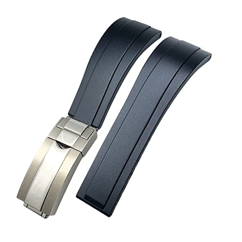 UMCNVV Gummi-Uhrenarmband für Rolex Daytona Submariner GMT Yacht-Master Oysterflex Silikon-Armband mit Faltschließe, 20 mm / 21 mm, 20 mm von UMCNVV