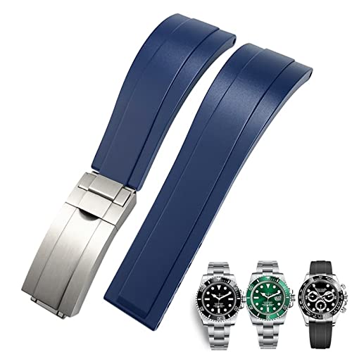 UMCNVV Gummi-Uhrenarmband für Rolex Daytona Submariner GMT Yacht-Master Oysterflex Silikon-Armband mit Faltschließe, 20 mm / 21 mm, 21 mm von UMCNVV