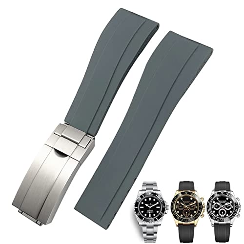 UMCNVV Gummi-Uhrenarmband für Rolex Daytona Submariner GMT Yacht-Master Oysterflex Silikon-Armband mit Faltschließe, 20 mm / 21 mm, 21 mm von UMCNVV