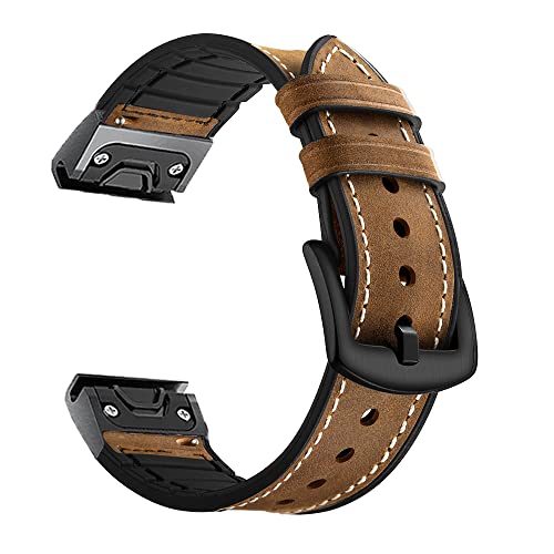 UMCNVV Lederarmband für Garmin Fenix 5X 5 5S Plus 3HR 6 6S 6X Pro 935 D2 Enduro, Schnellverschluss, leicht anzubringen, 26 mm, 22 mm, 26mm For Fenix 6X 6XPro, Achat von UMCNVV