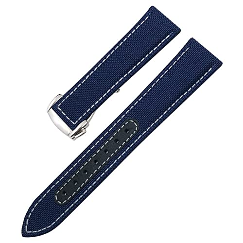 UMCNVV Nylonarmband für Omega Seamaster 300 AT150, 19 mm, 20 mm, 21 mm, 22 mm, Canvas-Lederarmband, 20 mm, Achat von UMCNVV