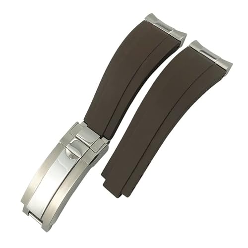 UMCNVV Uhrenarmband aus Gummi mit gebogenem Ende, 20 mm, für Rolex Daytona GMT Slide Lock Buckle Submariner Silikon-Sportuhrenband, Rose gold, Achat von UMCNVV