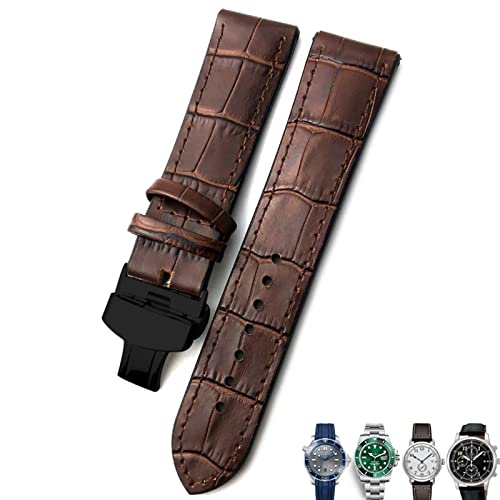 UMCNVV Uhrenarmband aus Leder, 20 mm, 21 mm, 22 mm, für Rolex für Omega Seamaster 300, Hamilton, Seiko, IWC, Tissot-Armband, Schwarz / Braun, 20 mm, Achat von UMCNVV