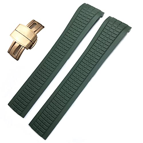 UMCNVV Uhrenarmband für Patek 5164A 5167A Aquanaut Philippe Serie, Schmetterlingsschnalle, Silikon, 21 mm, bunt, fluoreszierendes Gummi-Uhrenarmband, Gold Buckle, Achat von UMCNVV