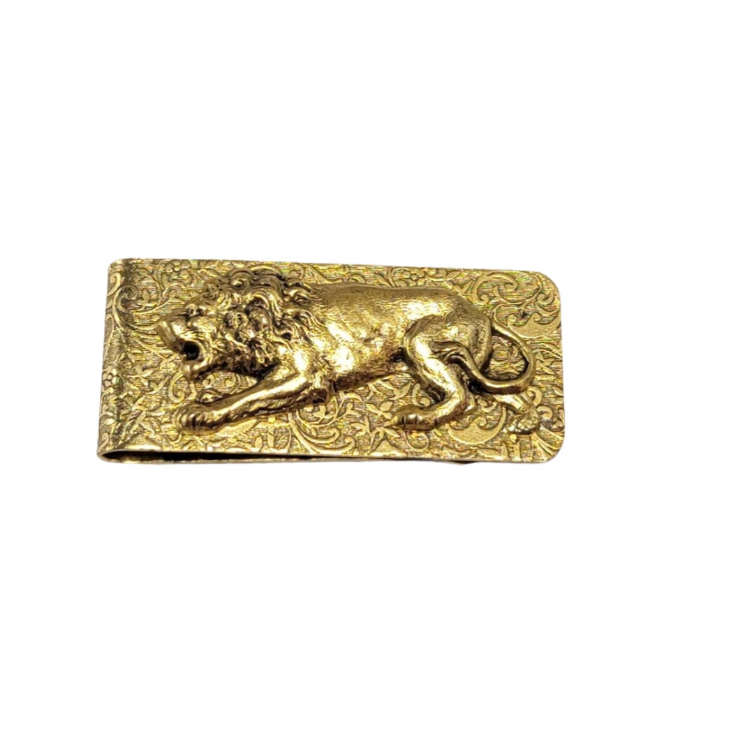 Handgemachte Oxidierte Gold Geprägte Löwe Geldklammer Handgemachte Oxidierte Gold Geprägte Löwe Geldklammer von UMDesignsCo