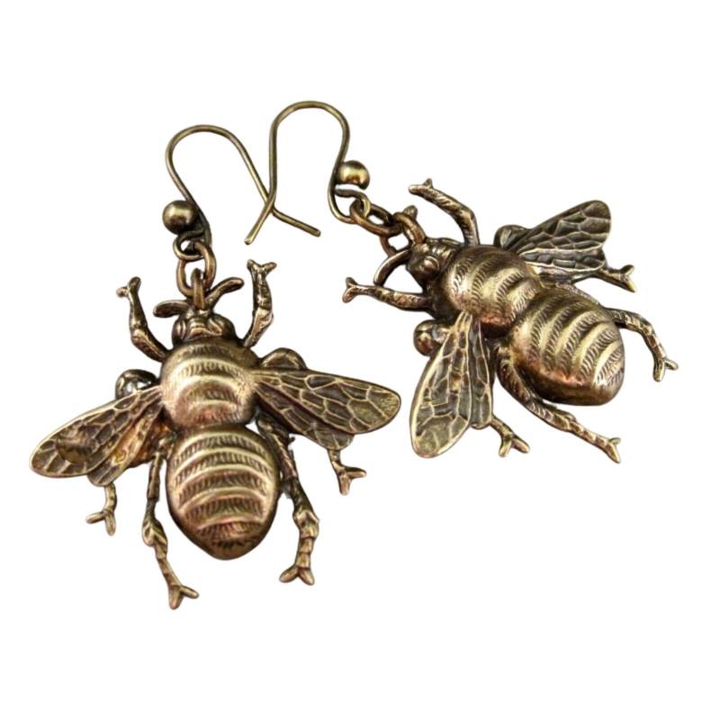 Handgemachte Oxidierte Bienen-Ohrringe Aus Messing von UMDesignsCo