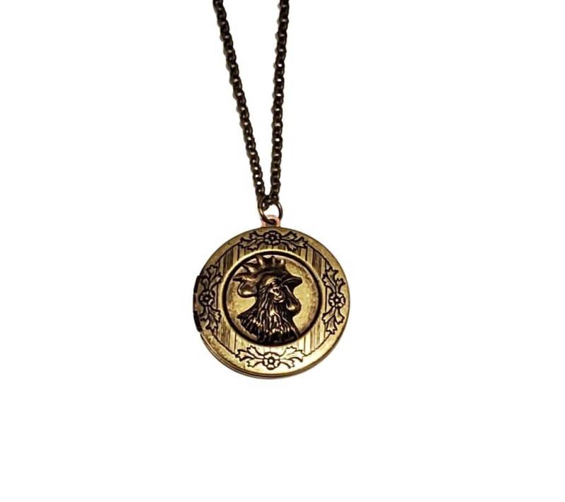 Handgemachte Oxidierte Messing-Hahn-Locket-Kette von UMDesignsCo