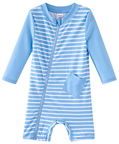 UMELOK Baby Badeanzug Jungen Einteilige Schwimmanzug UV Schutz 50+ Badeanzug Blauer-Streifen,18-24M von UMELOK