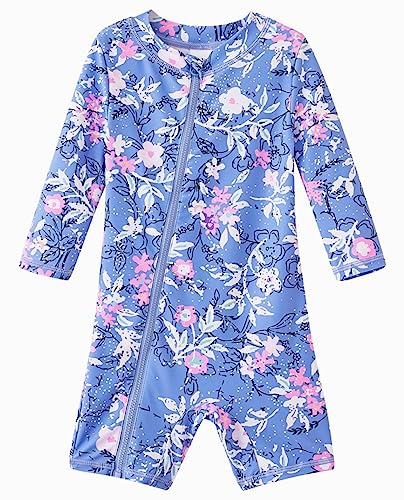 UMELOK Baby Badeanzug Mädchen Einteilige Schwimmanzug UV Schutz 50+ Badebekleidung Lila Floral，12M von UMELOK