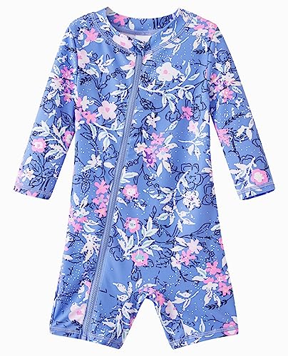UMELOK Baby Badeanzug Mädchen Einteilige Schwimmanzug UV Schutz 50+ Badebekleidung Lila Floral，6M von UMELOK