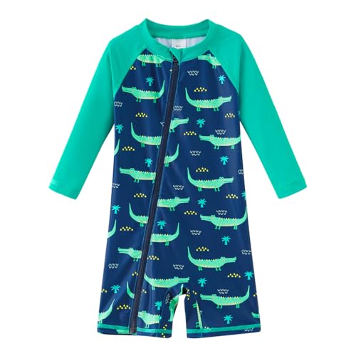 UMELOK Baby Badeanzug UPF 50+ Jungen Länge Reißverschluss Sonnenschutz Kinder Badeanzug Set Schnell Trocknend Krokodile 18-24 Monate von UMELOK