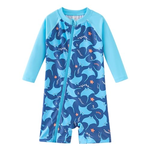 UMELOK Baby Badeanzug UPF 50+ Jungen Länge Reißverschluss Sonnenschutz Kinder Badeanzug Set Schnell Trocknend Meeresfische 3-6 Monate von UMELOK