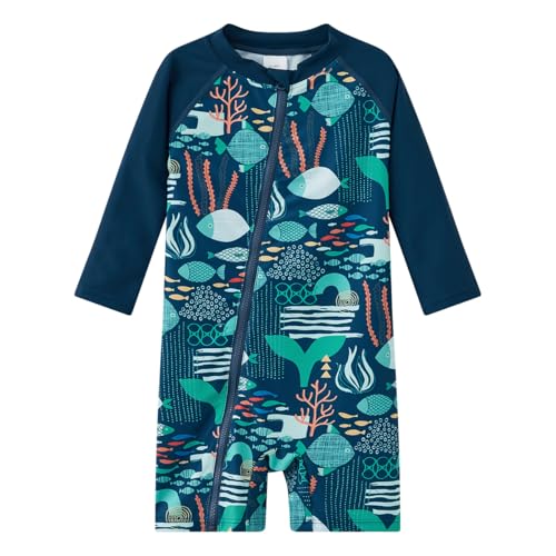 UMELOK Baby Badeanzug UPF 50+ Jungen Länge Reißverschluss Sonnenschutz Kinder Badeanzug Set Schnell Trocknend Tropische Fischer 0-3 Monate von UMELOK