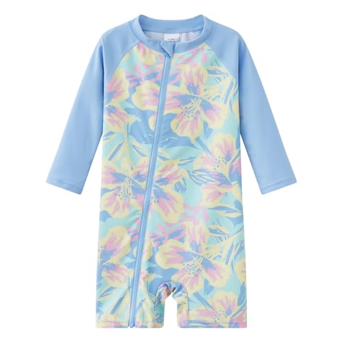 UMELOK Baby Badeanzug UPF 50+ für Mädchen Kinder Schnell trocknendes Sonnenrashguard mit langem Reißverschluss Begonienblüten 9-12 Monate von UMELOK