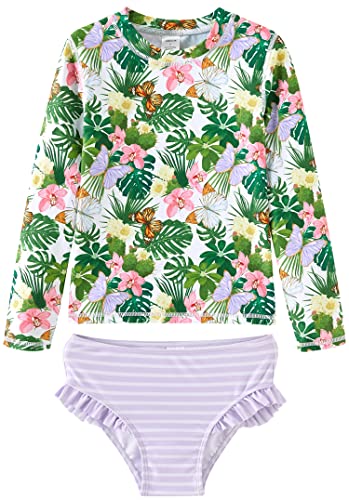 UMELOK Baby Mädchen Badeanzug Kinder UV-Schutz Schwimmanzug Grün/Hellviolett, Begonie 6-9 Monate/74 cm von UMELOK