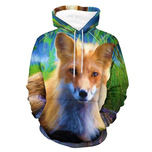 Unisex Hoodie Fuchs Kapuzenpullover Drawstring Pullover Hoody Sweatshirt Für Herren Damen 2XL von UMENG