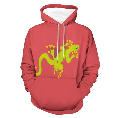Unisex Hoodie Grüner Gecko Kapuzenpullover Drawstring Pullover Hoody Sweatshirt Für Herren Damen L von UMENG