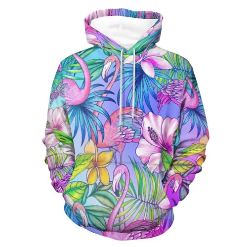 Unisex Hoodie Rosa Flamingo Kapuzenpullover Drawstring Pullover Hoody Sweatshirt Für Herren Damen L von UMENG