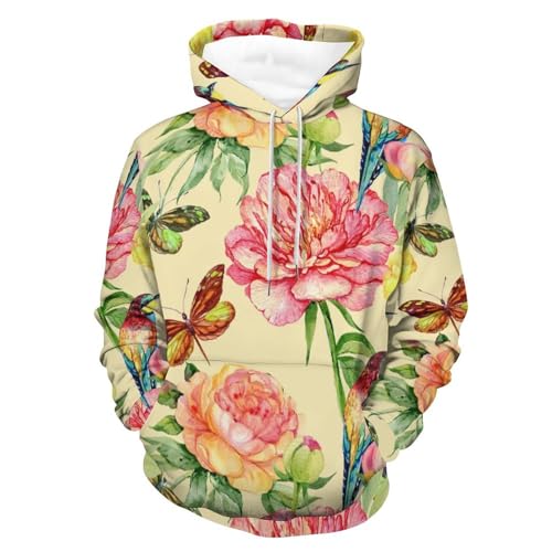 Unisex Hoodie Schmetterlingsvogel Kapuzenpullover Drawstring Pullover Hoody Sweatshirt Für Herren Damen L von UMENG