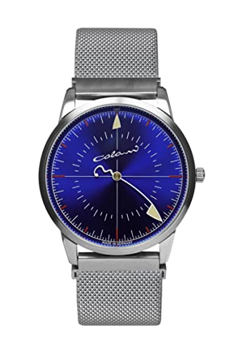 UMF RUHLA Quarz-Armbanduhr Monotimer - Edelstahlgehäuse und Milanaiseband mit Zifferblatt in Blau und Front aus Saphirglas - Limited Edition Colani Stil - Made in Germany von UMF RUHLA