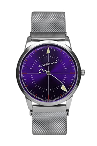 UMF RUHLA Quarz-Armbanduhr Monotimer - Edelstahlgehäuse und Milanaiseband mit Zifferblatt in Lila und Front aus Saphirglas - Limited Edition Colani Stil - Made in Germany von UMF RUHLA