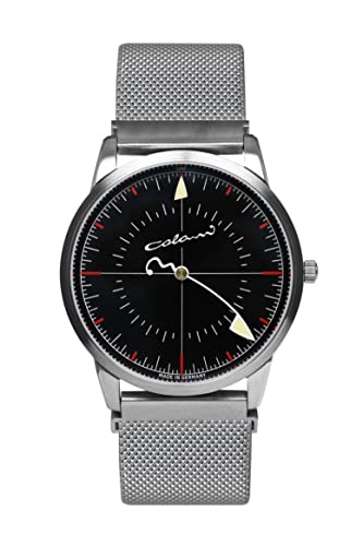 UMF RUHLA Quarz-Armbanduhr Monotimer - Edelstahlgehäuse und Milanaiseband mit Zifferblatt in Schwarz und Front aus Saphirglas - Limited Edition Colani Stil - Made in Germany von UMF RUHLA