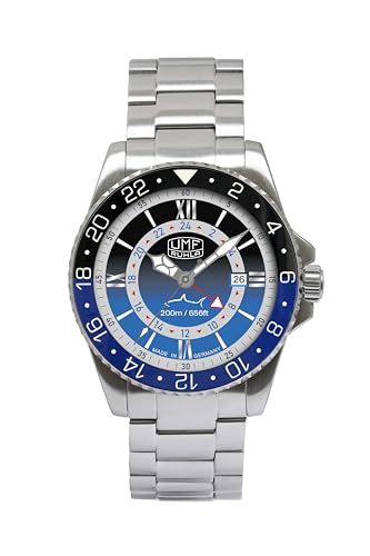 UMF RUHLA Quarz-Taucheruhr - UMF Herrenuhr 1948-M3 - Ziffernblatt in abgestuften Blautönen - Edelstahl-Gliederband mit Butterflyschliesse - Made in Germany … von UMF RUHLA