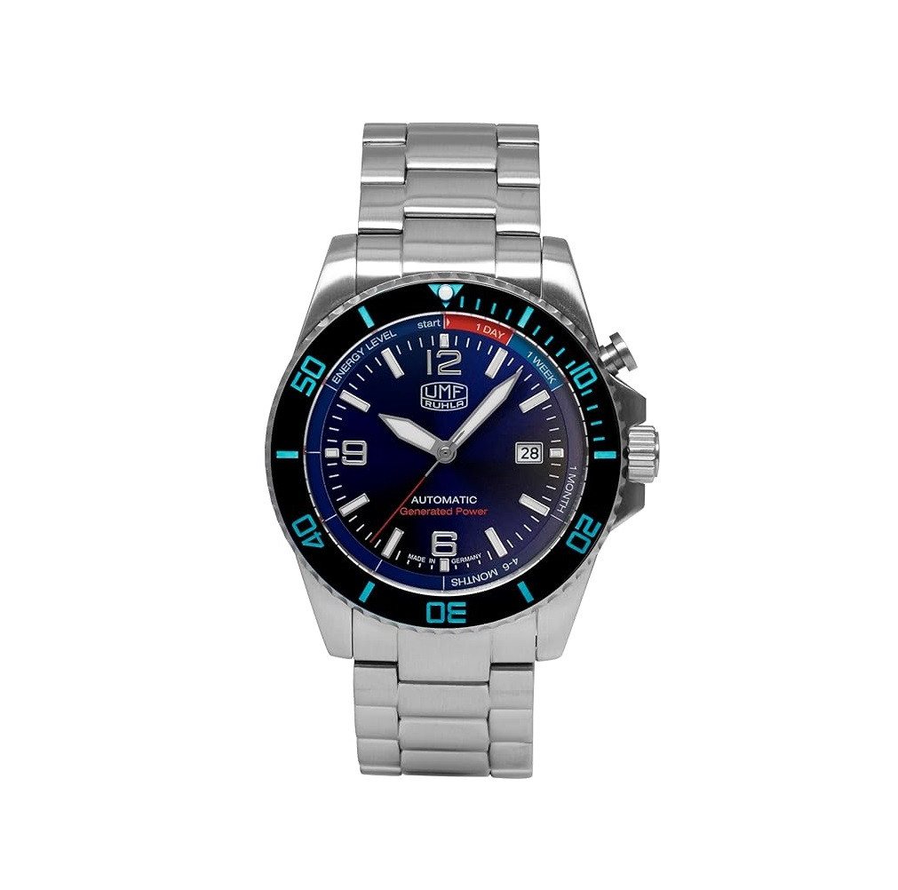 UMF Ruhla Kineticuhr 1072M-3, Autokinetic Herrenuhr - Blau, mit schwarz/blauer Lünette - Made in Germany von UMF Ruhla