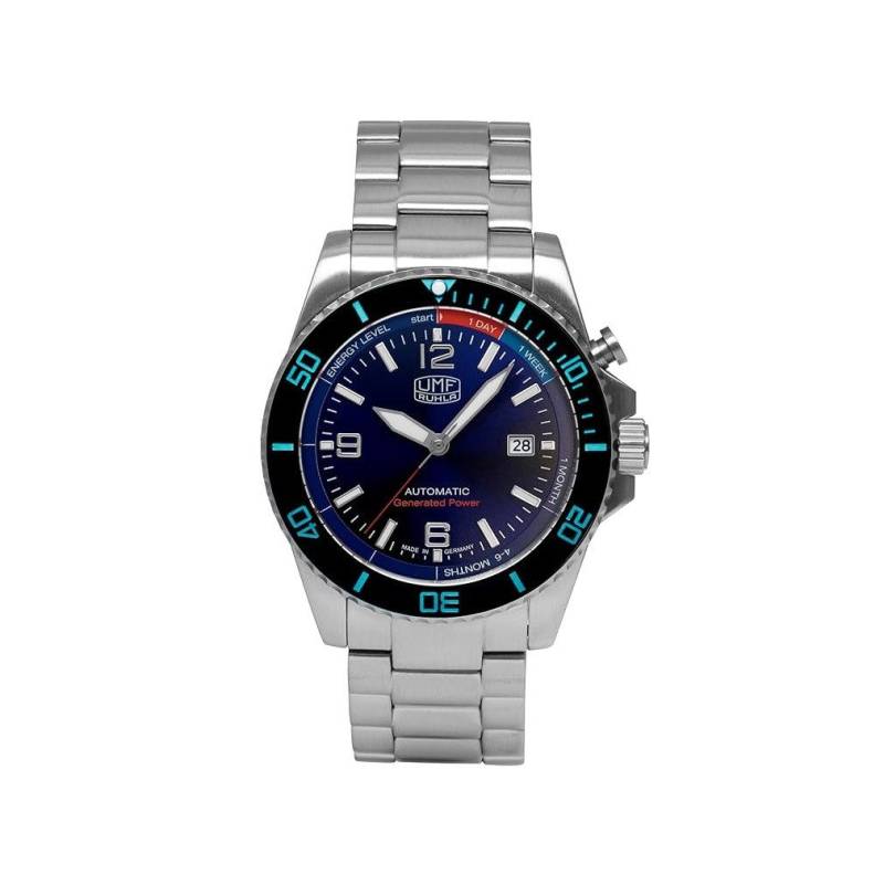 UMF Ruhla Kineticuhr 1072M-3, Autokinetic Herrenuhr - Blau, mit schwarz/blauer Lünette - Made in Germany von UMF Ruhla