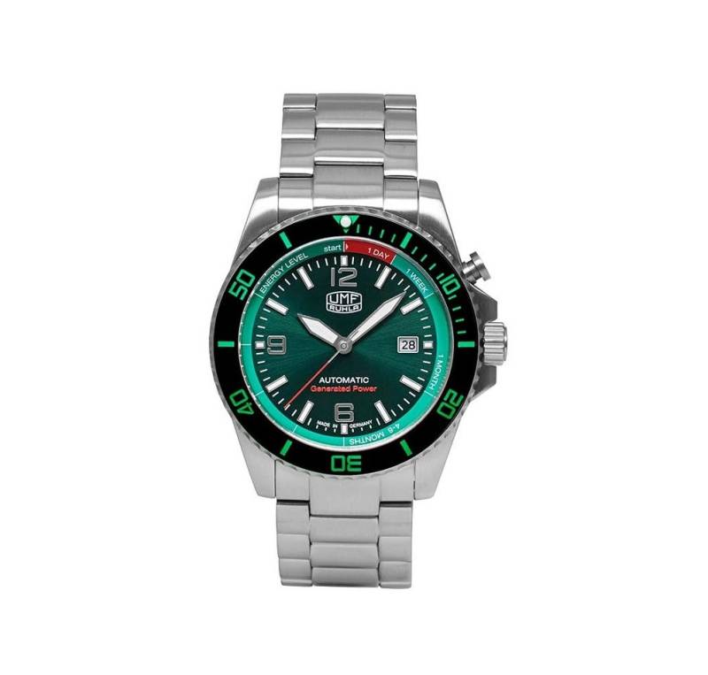 UMF Ruhla Kineticuhr 1072M-4, Autokinetic Herrenuhr - Grün, mit schwarz/grüner Lünette - Made in Germany von UMF Ruhla