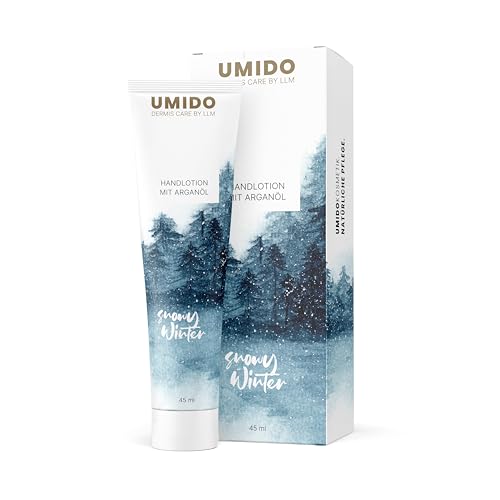 1x UMIDO Hand-Lotion Arganöl Winter, Handcreme bei trockener Haut, Feuchtigkeitspflege ohne zu fetten, Lotion sofort einziehend, Pflege-Creme für zarte Hände, für eine tägliche Hautpflege. von UMIDO - dermis care by LLM