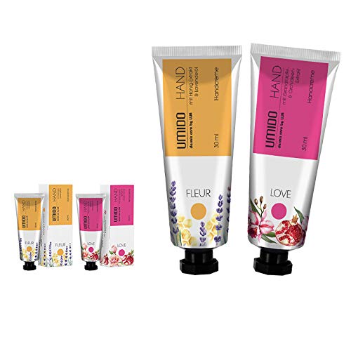 UMIDO 2 Stück Set Handcreme Set 30 ml | 1x Honig-Extrakt & Lavendelöl | 1x Granatapfel-Extrakt & Orchideen-Extrakt | ohne Parabene | Creme | Pflegecreme | Handlotion | Handcreme mini von UMIDO - dermis care by LLM